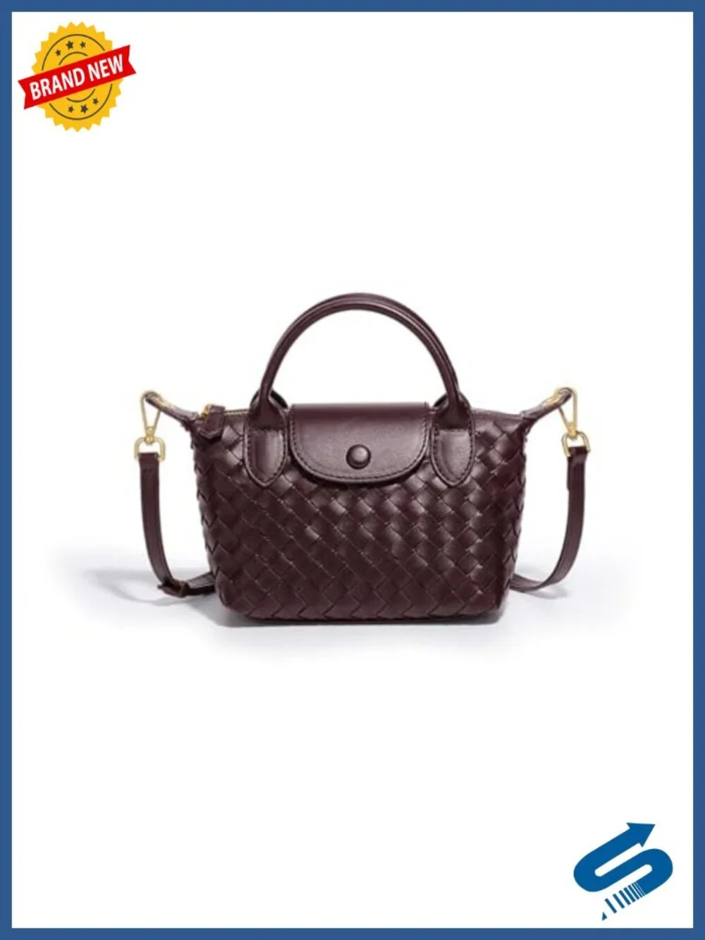Braided Faux Leather Satchel Handbag with Top Handle